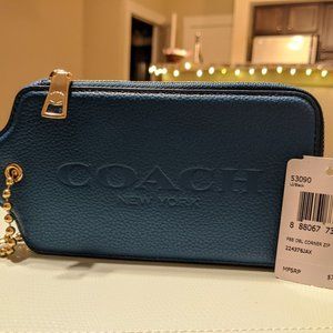 Coach Zip Around Hangtag Wallet TEAL 52507